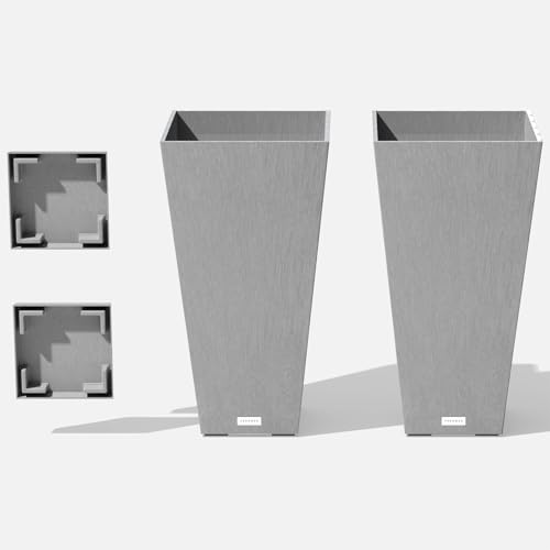 Image of Veradek Pure Series Taper Planter & Drip Tray - Tapered Planter with Shelf