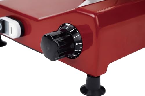 BESWOOD 10\" Electric Deli Meat Slicer, Cheese Food Slicer with Premium Chromium-plated Steel Blade, for Home and Commercial use, 240W, Serving Plate included, Classic Red - Thumbnail 5