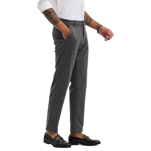 Image of SNITCH Men's Slim Fit Mid Rise Stretch Ankle Length Trousers