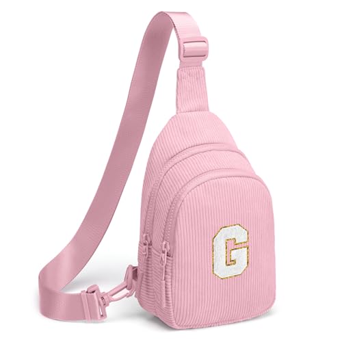 Image of Viverte Small Corduroy Sling Bag Initial Crossbody Bag Fanny Pack for Girls Personalized Birthday Gifts for Teen Girls Gifts