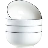 Dyware 40 oz Large Soup Bowl, Pho Bowls, 7-Inch Rimmed Off-White Porcelain Bowls Set of 4