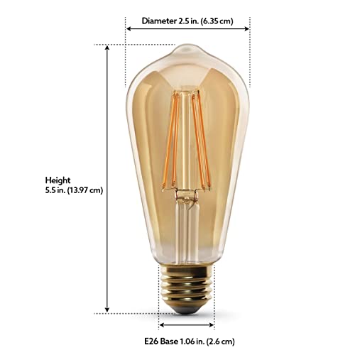Feit Electric ST1960/FIL/AG 60 Watt Equivalent WiFi Dimmable, No Hub Required, Alexa or Google Assistant ST19 Edison Vintage LED Smart Light Bulb, Yellow, 5.4" H x 2.5" D, 2100K Amber by Feit Electric - Image 6