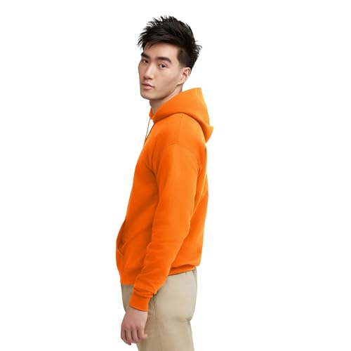 Image of Hanes Men's, EcoSmart, Cotton-Blend Hooded Sweatshirt, Plush Fleece Pullover Hoodie