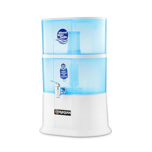 Image of Ruiquan 20L Gravity Water Purifier with Mineral Pot | UF Filter, Non-Electric | Stylish White Design for Office & Home Gravity-Based UF Filter for Clean, Safe Drinking Water