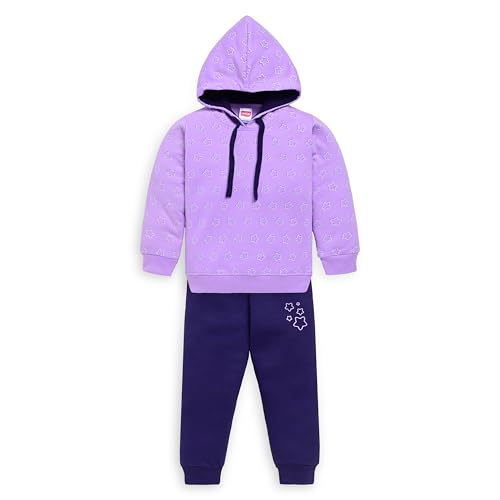 Image of LuvLap Baby Girls Full Sleeve Hooded Sweatshirt & Pyjama Set Pack of 1