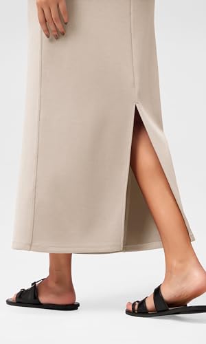 Image of ODODOS Modal Soft Maxi Skirt for Women, Back Slit High Waist Casual Long Pencil Skirts