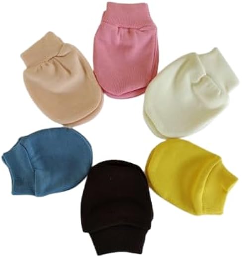 MOMISY Newborn Premium Cotton Mittens Set/Hand Gloves/Muthi. (0-6 Months)-06 Pairs-Solid-Multicolor