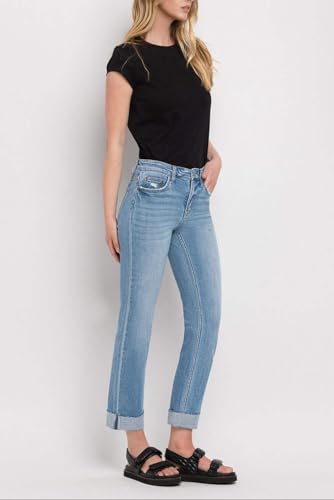 Flying Monkey - Mid Rise Single Cuffed Crop Slim Straight Jean - F41213
