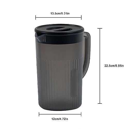 Fdit Plastikowy dzbanek na wodę, przezroczysty napój, dzbanek na mrożoną herbatę, gorąca, zimna woda, wino, kawa, mleko i sok, karafka, nocna karafka na wodę na biurko, sypialnia (czarna)
