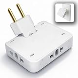 Adaptador de Tomada T Articulado – 10A e 20A – Até 250V – Bivolt 110V/220V – T - Plugue Benjamin Premium – Articulado e Seguro -Adaptador Flexível para Esconder Atrás do Móvel