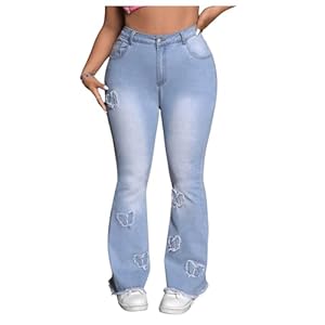 MakeMeChic Women's Plus Size Ripped Raw Hem Jeans