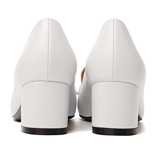 Image of MODENCOCO Womens Square Toe Slip On Comfortable Casual Matte Work Chunky Low Heel Loafers Shoes 2 Inch
