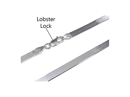 AUTHENTIC STERLING SILVER 925 Flat Herringbone Flex Chain Necklace, Flat Snake Necklace, 2.5M- 5.5MM. 16-30 Jewelry For Women Men, High Shine 16-302