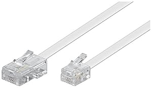 Goobay 93060 Telefonkabel RJ4-Stecker auf RJ11/RJ14-Stecker, Flachkabel, Netzwerk, Telefon, Modem, Router, Internet, ISDN, DSL, VDSL, 15 Meter