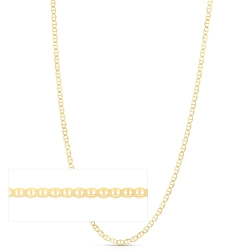 Floreo 14k Yellow Gold 1.2mm Solid Mariner Chain Necklace
