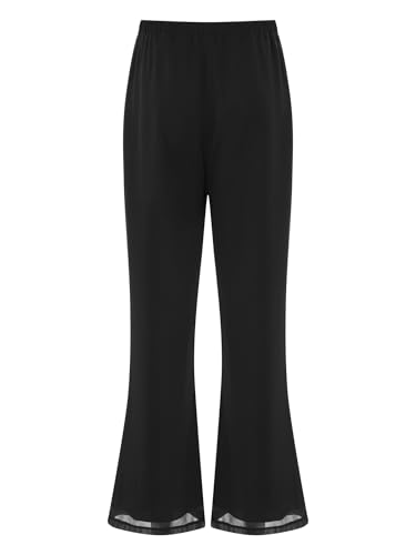 DINORMIN Women's Chiffon Pants Summer Casual Wide Leg Flared Palazzo Pants Long Trousers2