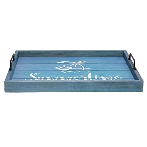 Elegant Designs Decorative Wood Serving Tray w/Handles, 15.50'' x 12'', Summertime, Blue (HG2000-BST)
