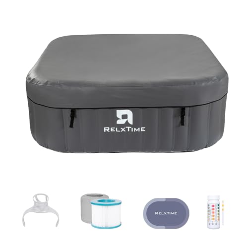 Upgraded Inflatable Hot Tub 4-6 Person, Portable Blow Up Hottub, 130 Air Jets Outdoor Spa with Built in Heater Pump, Spa Reinforced Design for Ultimate Durability