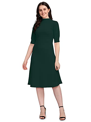 PURVAJA Women's Corduroy Fit and Flare Knee-Length Dress