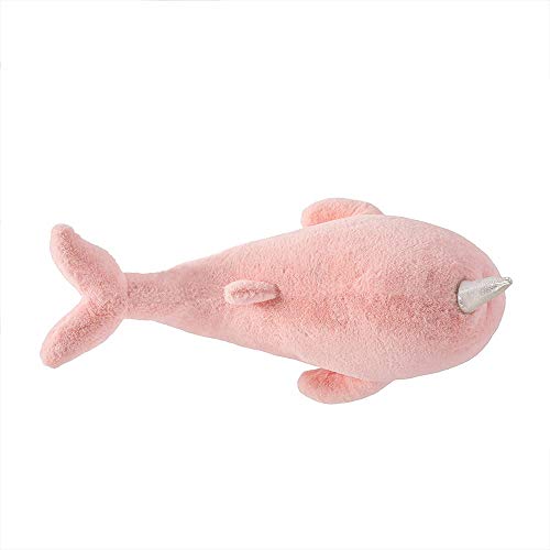 Image of Tezituor 24 Inch Narwhal Stuffed Animal, Hugging Soft Ocean Narwhal Pillow Gift for Girls Kids, Cute Pink Large Stuffed Whale Plush Toy Christmas Deaor Gift