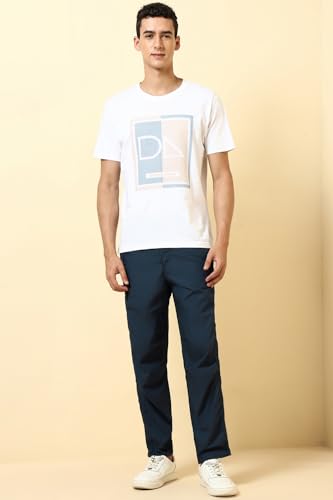 Image of Allen Solly Men's Regular Mid‑Rise Casual Pants | Cotton‑Blend Fabric | Solid Parachute Pants | Stylish & Comfortable Fit