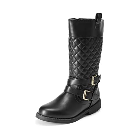 DREAM PAIRS Black Buckle Knee High Boots Cover