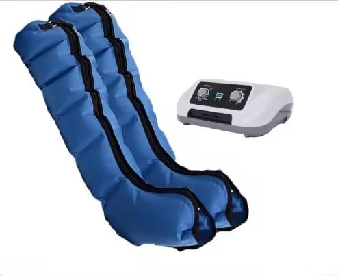 SULQING Masajeador de piernas con compresión de Aire, Presoterapia Piernas Completas,Botas Presoterapia Piernas Abdomen para Casa, Drenaje Linfatico Presoterapia Profesional, Negro,
