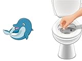 WC-Aufkleber Toiletten-Sticker Set, 4er Pack, Zielhilfe für Toilette und Urinal, Wasserfest, 15-20 mm Durchmesser, Zielscheibe-, Delfin und Fisch Design (2 x Zielscheibe + 2 x Delfin)