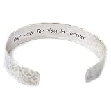 Personalized Hidden Message Cuff Bracelet for Women .925 Sterling Silver, Engraved Customized Quote