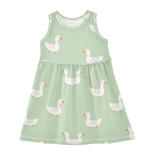 ALAZA Cute Geese Funny Girls Dress Sleeveless Dresses Toddler Casual Dress Summer Sundress 2-8 Years