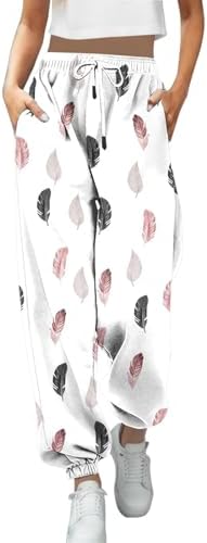 Women's Track Pants Athletic Sweatpants Straight Leg Pockets Running Pants Floral Loose Fit Baggy Cinch Bottoms Fall