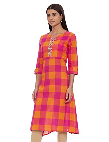 Amazon Brand - Myx Women's Cotton Straight Kurti (AW19MYXCHK02_Pink_Large) - Image 4