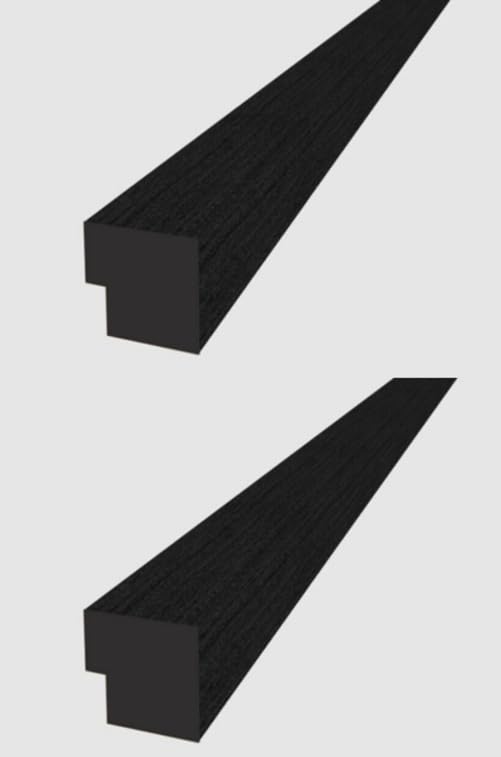 Acoustic Slatted Wall Panel Decorative Slat 3D Timber Oak Natural - 2400mm x 600mm (End Trim x2 Black 2400x30mm)