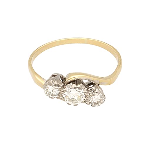 Women's 18Carat Yellow Gold 0.50ct Diamond Three-Stone Ring (Size O) 12x4mm | Luxury Ladies Ring