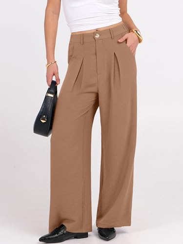 ANRABESS Women Wide Leg Dress Pants 2026 Summer High Waisted Business Casual Work Trousers Dressy Office Palazzo Pants Slacks tan X-Large — view 5