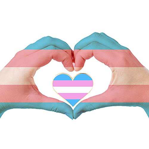 Image of 10 /20 /50 /100 Pcs Metal Trans Heart Pride pins Jewelry Quality Love Progress Rainbow Gay LGBTQ Transgender Lapel Pins for Backpack, Lapel, Pride Stuff Gifts