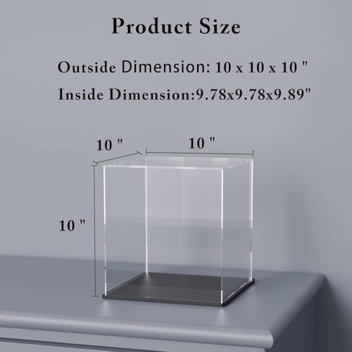 Image of Premium Acrylic Display Box with Black Base | Transparent Dust-Resistant Cube for Toys, Models & Memorabilia | 4x4x4 Inch (10x10x10 Inch)