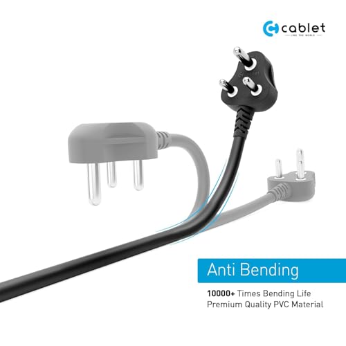 Image of Cablet Desktop Power Cable 3M, 3 Pin CPU Power Cord, Heavy Duty Copper Wire, Universal Power Cable for PC, Monitor, SMPS, Printer (Desktop D30-3 Meter)