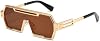 Lentes de sol Steampunk retro Junsika para hombre, modernos y geniales, con marco de metal de una pieza e irregular 3