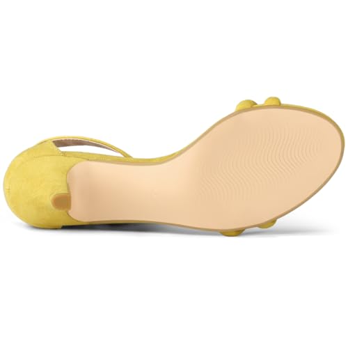 Allegra K Allegra K Women's Kitten Heel Ankle Strap Yellow Sandals 9 M US