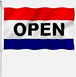 Embroidery Open Flag for Businesses Outside 3x5 Outdoor Heavy Duty Open Sign Flags 3 Ply Polyester Material with 2 Metal Grommets, 4 Rows of Stitching