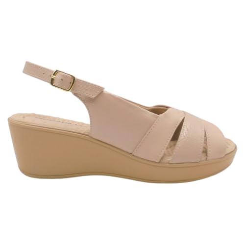 Piccadilly - 540370-30 Zapato de Cuña con Hebilla, Horma Ancha y Plantilla Memory Foam – Elegancia y Comodidad para Pies Delicados Mujer Color: Rosa Talla: 39