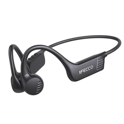 IFECCO Auriculares Conduccion Osea Bluetooth 6.0 – Cascos Conduccion Osea Inalambricos con Micrófono,IP67 Impermeables Auriculares Deportivos Open Ear para Correr Ciclismo Fitness