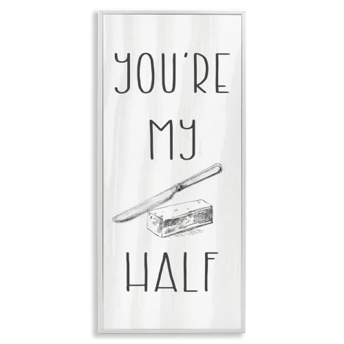 Butter Half Punny Kitchen Typography, 10 x 24 Inch Framed Giclée Print