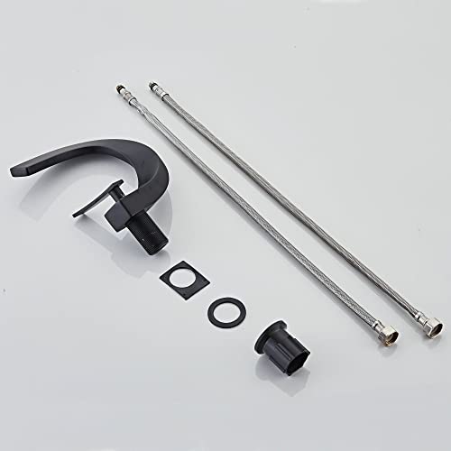 Waschtischarmatur Bad Schwarz Waschbecken Armaturen - Mischbatterie Wasserhahn Bad Modern Design - Badarmatur Waschbeckenarmatur Kaltwasserhahn für Badezimmer WC SHUNLI