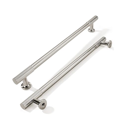 khtumeware 8 Inch Hole Center 10 Pack Polished Nickel Heavy Duty Solid Cabinet Pulls Kitchen Drawer Handles, for Dresser cabinets, cabinets, Door cabinets, Hardware