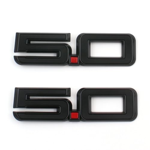 Emblemas 5.0 negros y rojos de alta resistencia para puerta Mustang GT