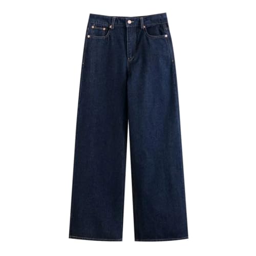 Ensemble en jean femme haut manches longues et pantalon large taille haute