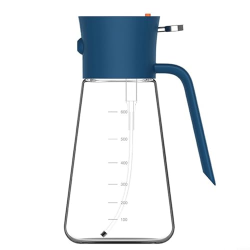 Pulverizador de aceite de vidrio para botella con boquilla mejorada para niebla fina o flujo constante para cocinar, hornear, asar y preparar aderezos (azul)