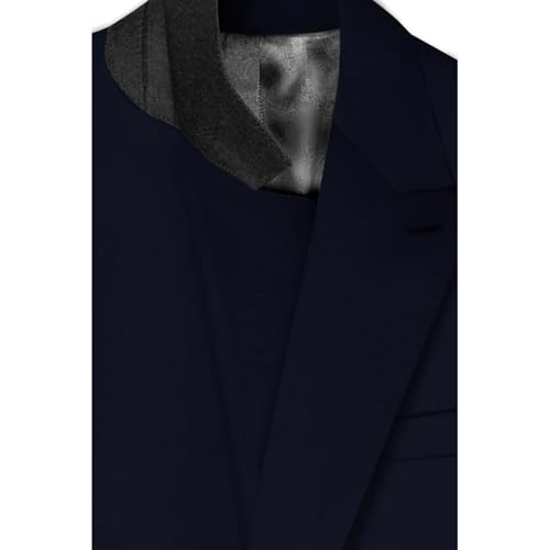 Navy Blue Subtle Sheen Wool Blend Double Breasted Blazer–Classic Tailored Jacket for Formal Events,Stylish3